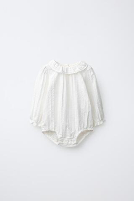 ZARA БОДИ С АЖУРНОЙ ВЫШИВКОЙ, ЭКРЮ