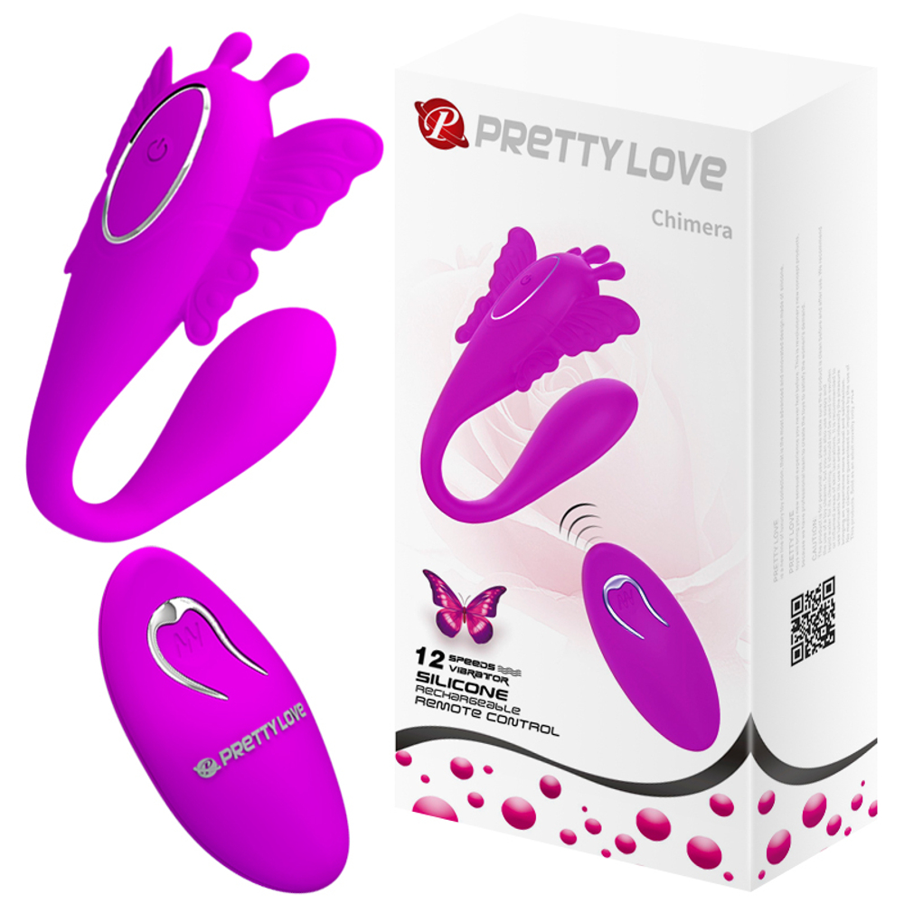 Лиловый вибратор-бабочка для пар с пультом ДУ Pretty Love Partner Vibrator Chimera BI-014824W