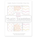 SwaddleDesigns Набор пеленок муслин 3 шт. - Heavenly Floral Pinks with Touch of Gold Shimmer