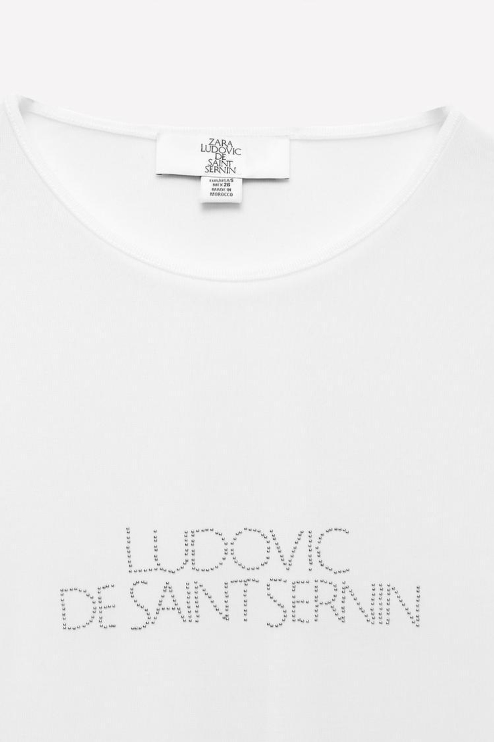 ZARA Х LUDOVIC DE SAINT SERNIN ФУТБОЛКА С БЛЕСТЯЩЕЙ НАДПИСЬЮ, БЕЛЫЙ