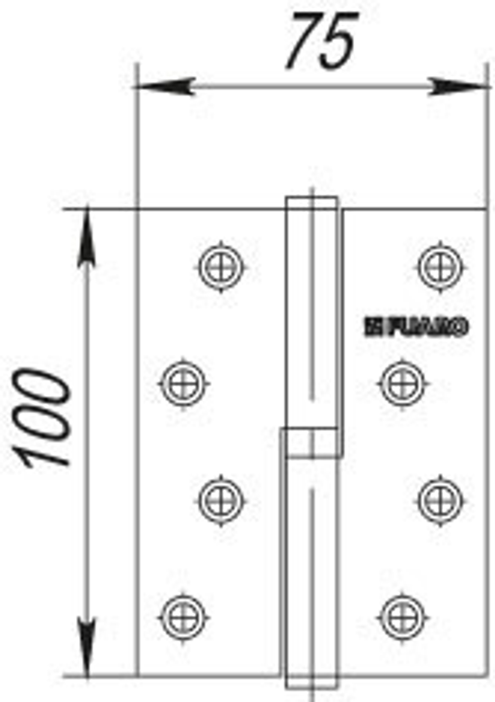 Петля Fuaro (Фуаро) съемная IN4430SL-BL BL левая (413/BL-4 100x75x2,5) черный матовый БЛИСТЕР