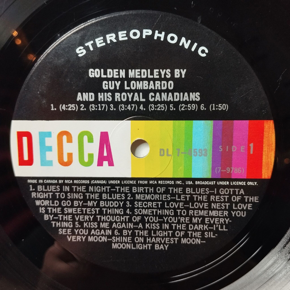 Винтажная виниловая пластинка LP Guy Lombardo And His Royal Canadians Golden Medleys (USA 1966)