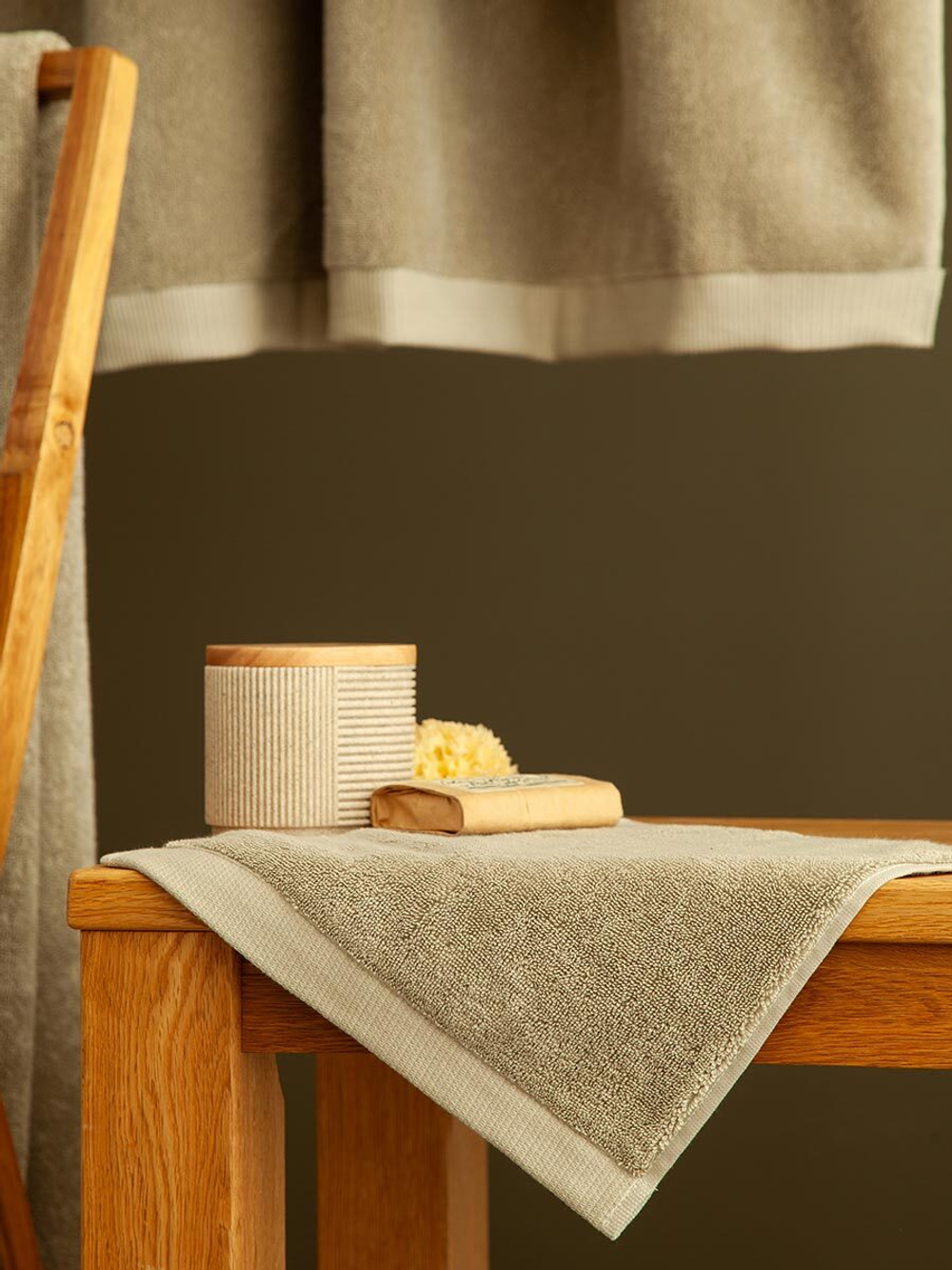 Полотенце для лица бежево-серого цвета из коллекции essential, 30х30 см