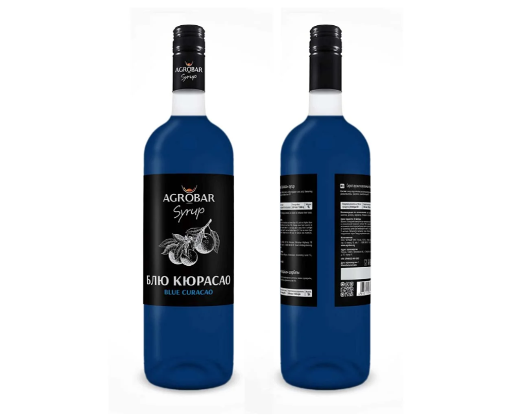 Сироп «AGROBAR» со вкусом «Блю курасао» (Blue Curacao Syrup), 1 л.