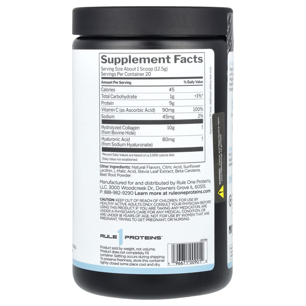 Rule One Proteins, пептиды коллагена с витамином C и гиалуроновой кислотой, персик и манго, 250 г (8,82 унции)