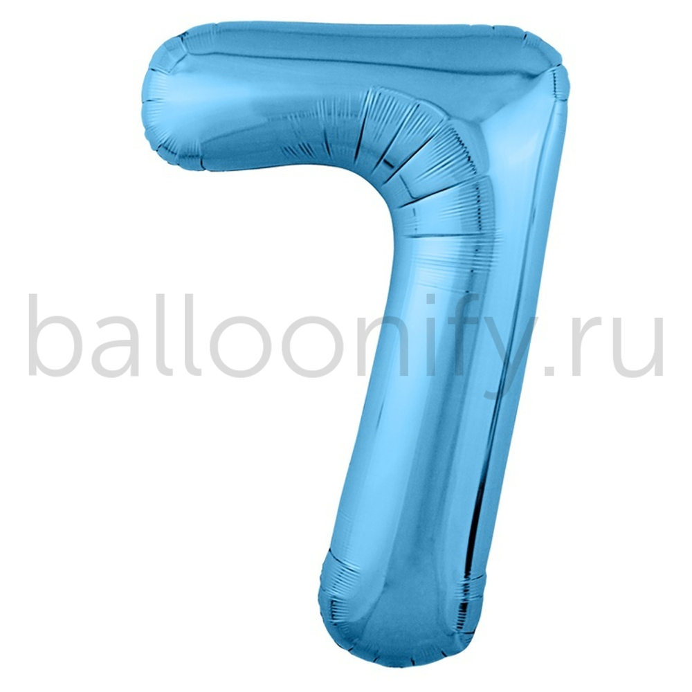 Шар ЦИФРА 7 Металлик Cool Blue 40" 102 см
