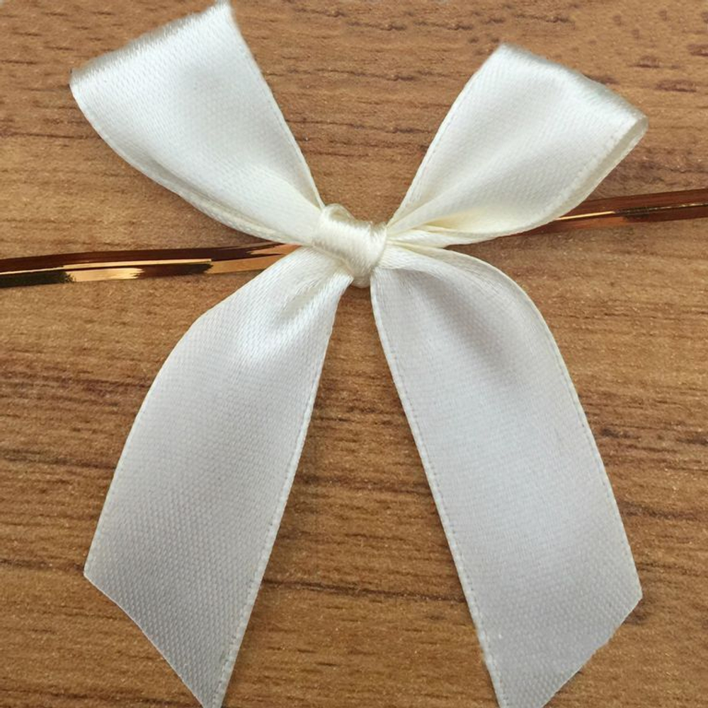 Твист лента с бантиком (белый, 8 см) 50 шт