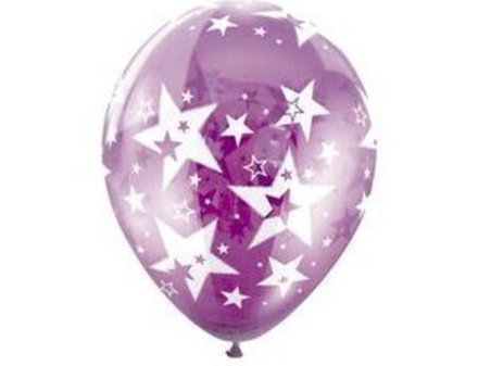 Шар шелкография кристалл ( 30 см), Звезды Большие, 1шт