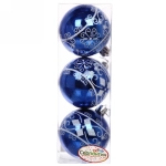 Новогодние шары 6 см (набор 3 шт) «Ажур», синий