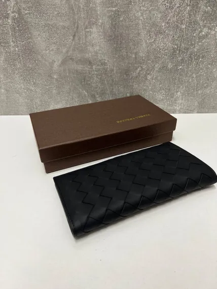 Бумажник Bottega Veneta Intrecciato черный