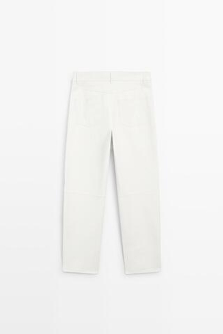 Massimo Dutti Брюки прямого кроя из кожи, белый