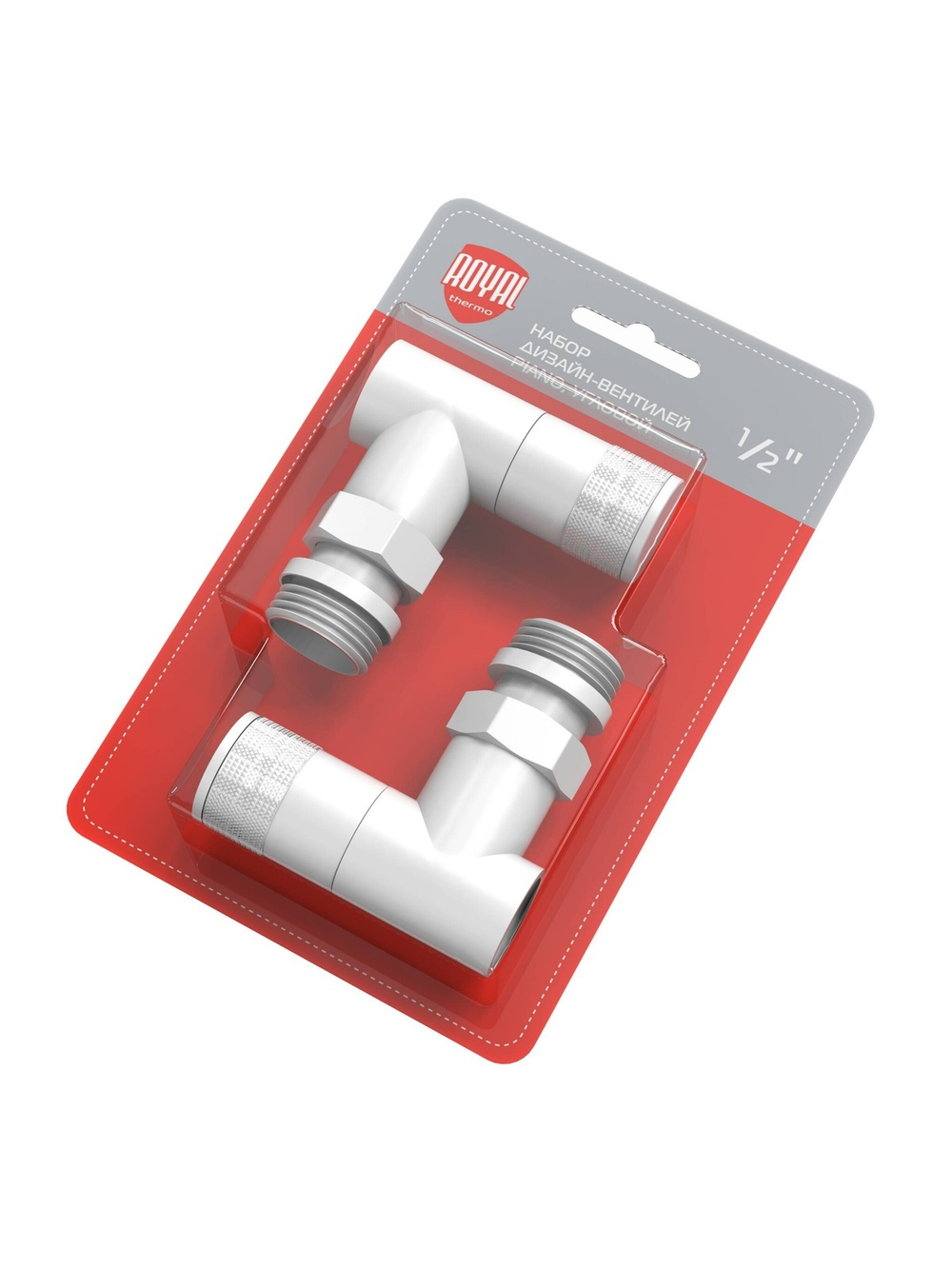 Набор дизайн-вентилей Royal Thermo PIANO, угловой (белый) 1/2"