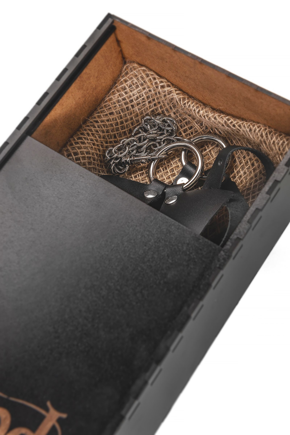 Черная портупея-чокер с поводком и карабином в виде кольца (Цвет: черный)