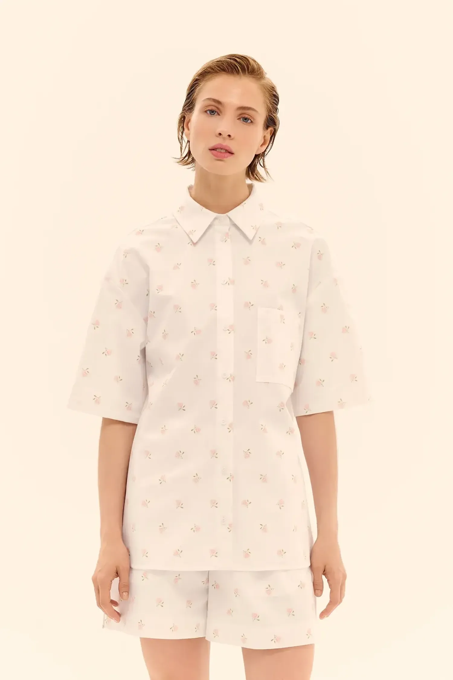 Рубашка с цветочным принтом (Soft Skill), белая