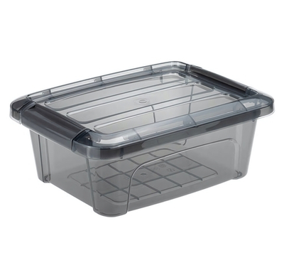 Ящик для хранения с замками КИП 1,2 л 195x145x80 чёрный прозрачный