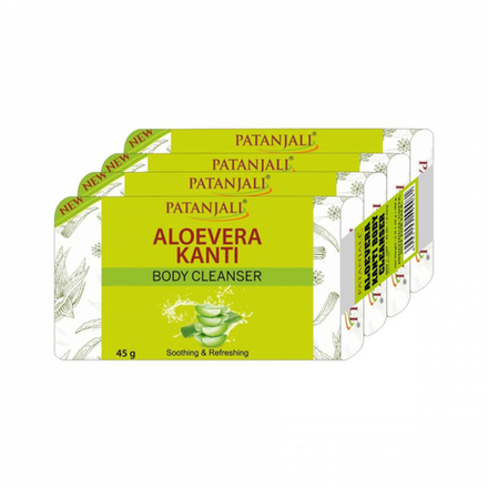 PATANJALI Aloevera Kanti Body Cleanser Мыло травяное натуральное Алое Вера Канти 45гх4шт
