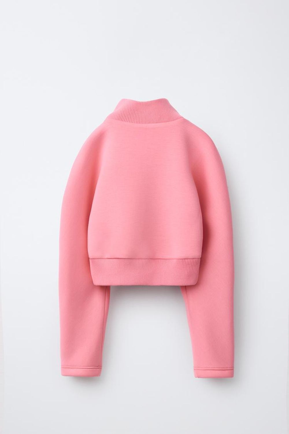 ZARA КУРТКА ИЗ НЕОПРЕНА В РУБЧИК, РОЗОВЫЙ