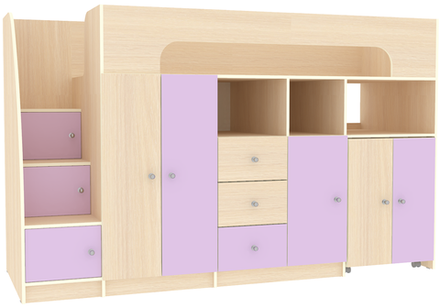 Кровать-чердак КарИВи Астра 11  Дуб Молочный Ирис