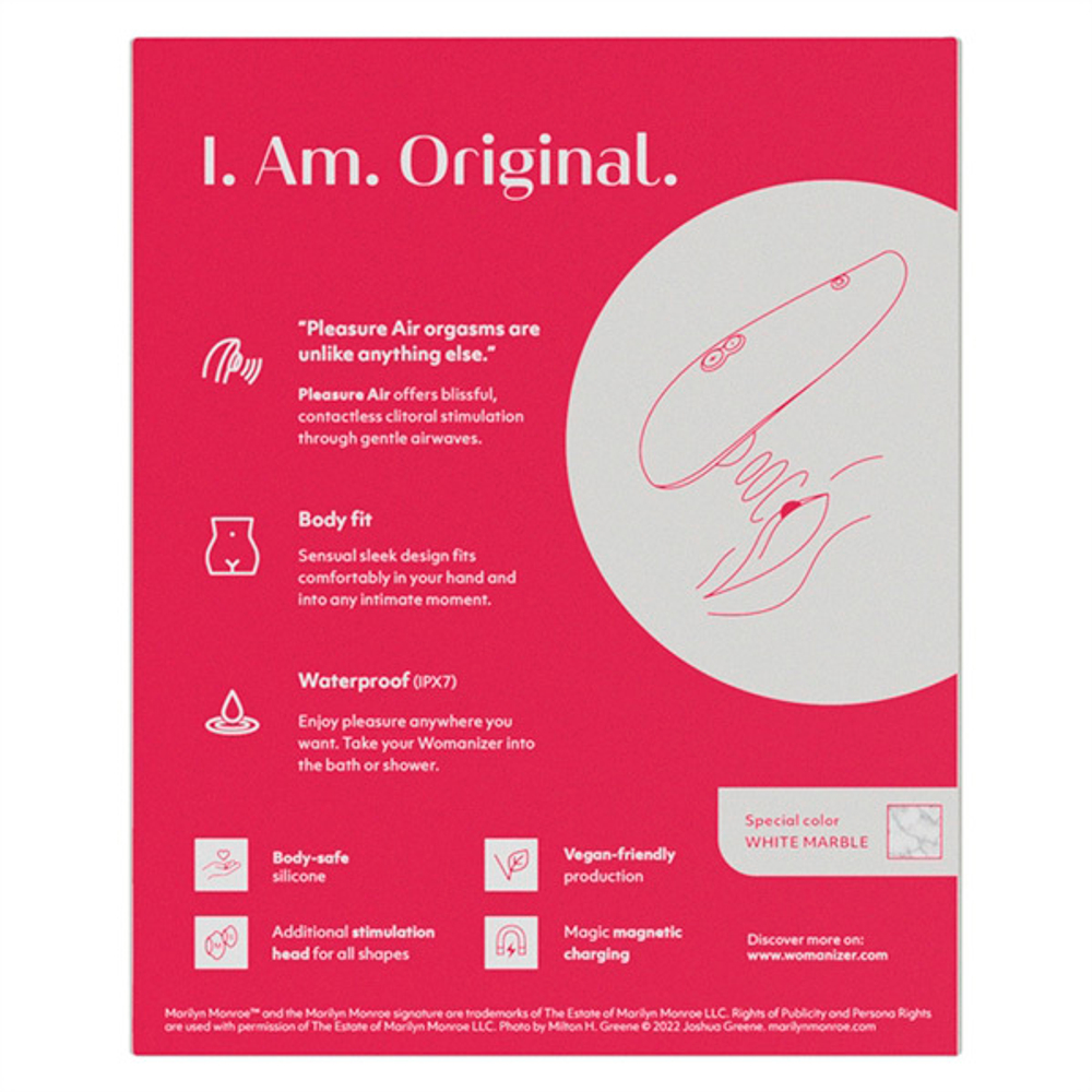 Мраморно-белый бесконтактный стимулятор для клитора Womanizer Classic 2 Marilyn Monroe White Marble WZ222SG2