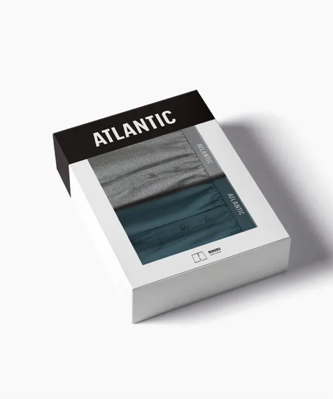 Трусы (2 шт) мужские семейные Atlantic 2RMX-001, хлопок, серый меланж + морской