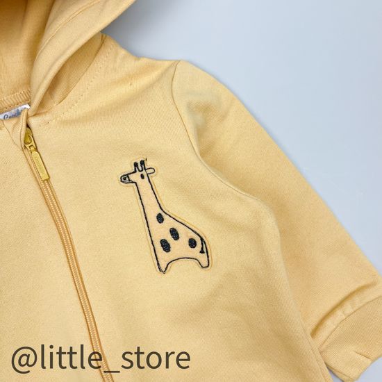 Комбинезон "Веселые жирафы" из футера с начесом, Пшеничный