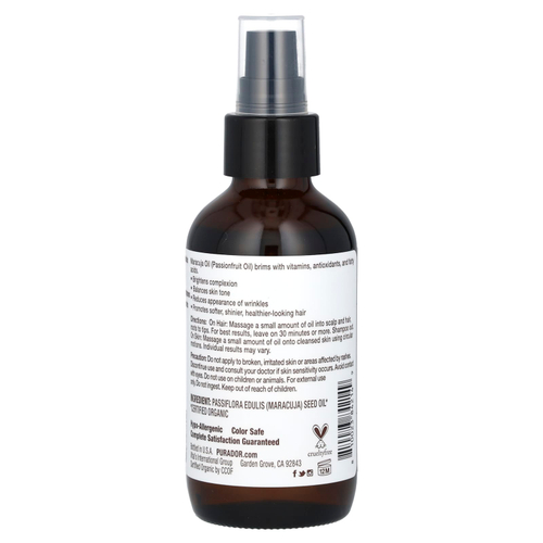 Pura D'or, органическое масло маракуйи, 118 мл (4 жидк. унции)