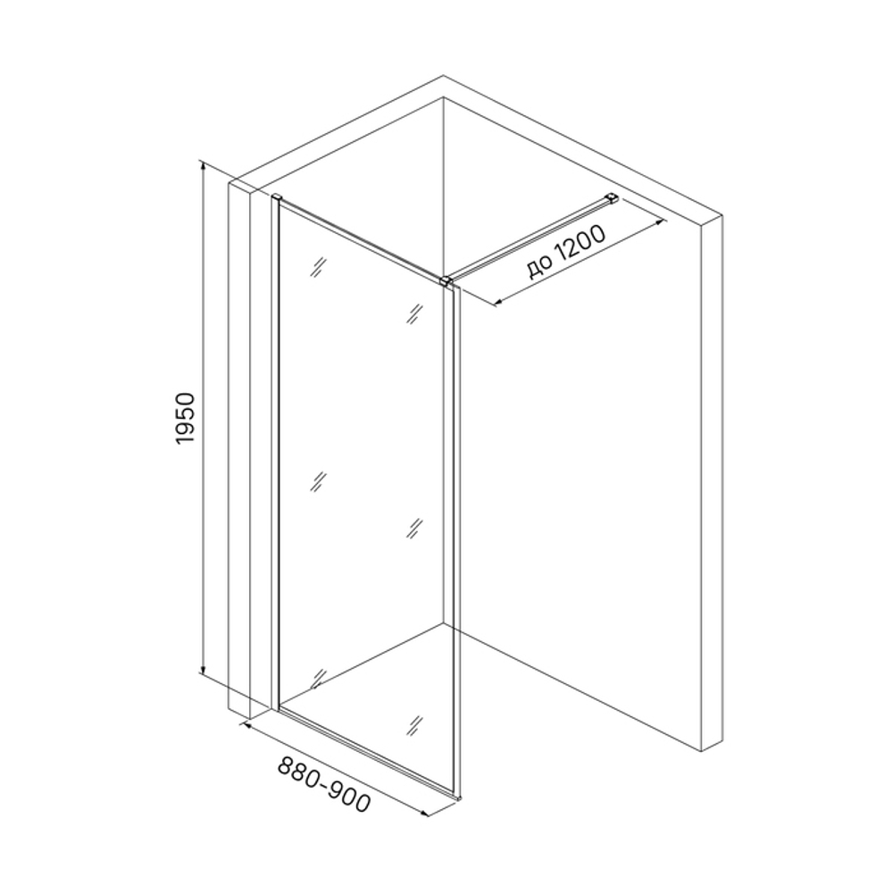 Душевая перегородка Walk In, черный 90x195, Slide, IDDIS, SLI8BS9i23