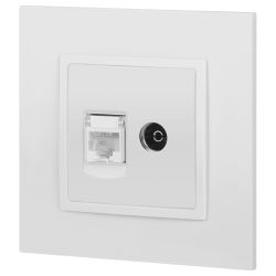 Розетка ЭРА Elegance 14-3110-01М RJ45+TV, белый матовый | Эра Elegance