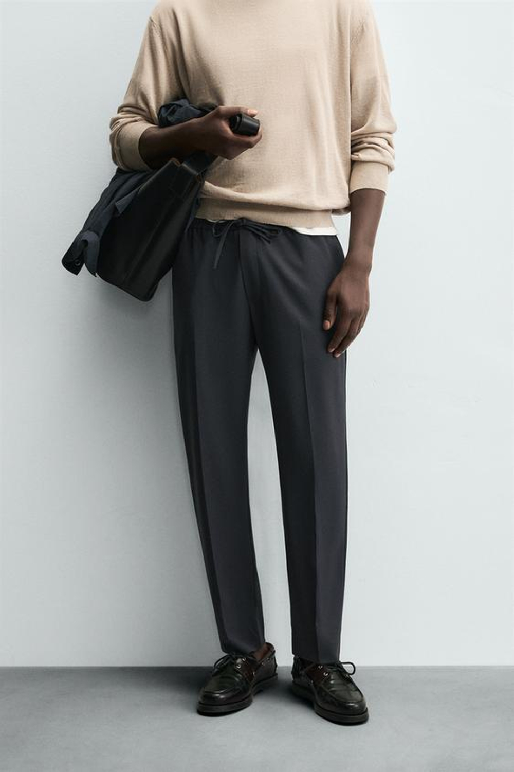 ZARA БРЮКИ-ДЖОГГЕРЫ КОМФОРТНОЙ ПОСАДКИ, СЕРО-СИНИЙ