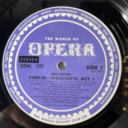 Винтажная виниловая пластинка LP Ludwig van Beethoven Бетховен, Highlights From Fidelio Опера Фиделио The World Of Opera (Англия 1964)