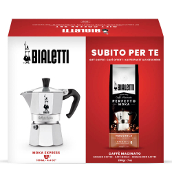 Набор Bialetti Moka Express и кофе молотый Nocciola 200 гр. 3 порции