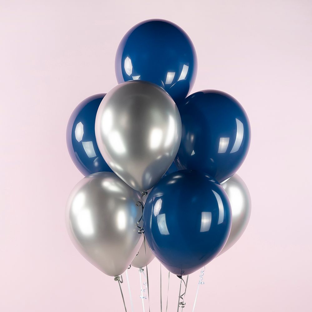 Шар (12''/30 см) Серебро, хром, 50 шт.