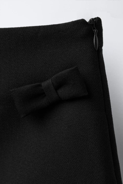 ZARA ЮБКА С БАНТАМИ, ЧЕРНЫЙ