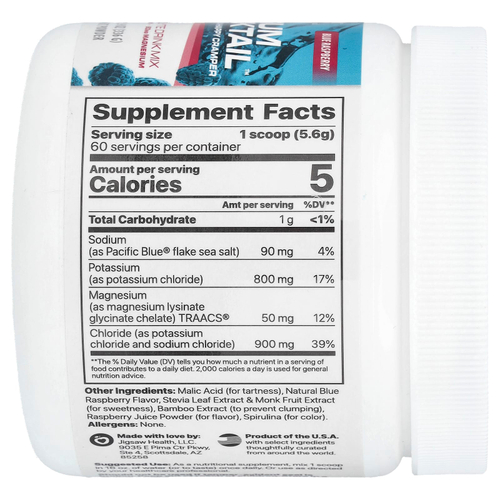 Jigsaw Health, Potesium Cocktail ™, смесь для приготовления напитков с электролитами без сахара, голубая малина, 336 г (11,9 унции)