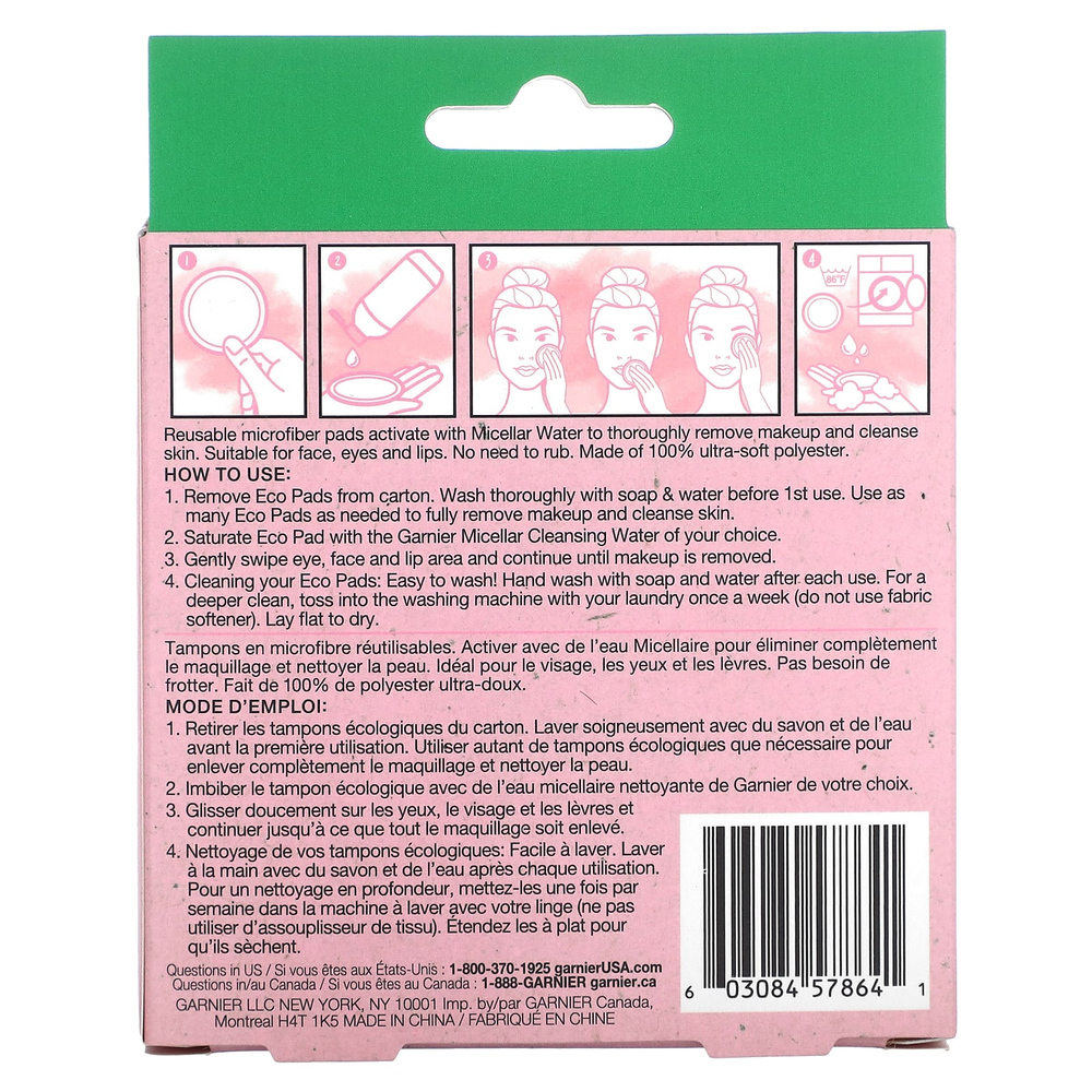 Garnier, SkinActive, очищающие мицеллярные диски, экологически чистые, 3 шт.