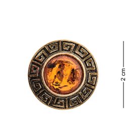 AM-2482 Кольцо «Орнамент» (латунь, янтарь)