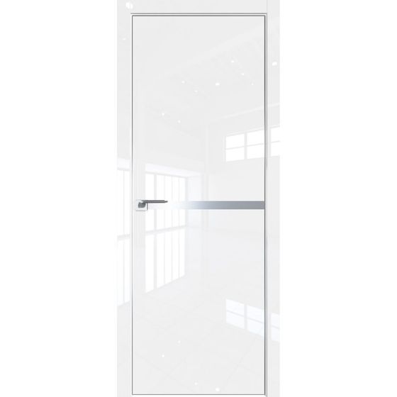 Межкомнатная дверь глянцевая Profil Doors 11LK белый люкс с алюминиевым молдингом