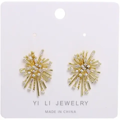 Серьги из гиппоалергенного металла со стразами «ПАЛУМНА», элли, цвет золото и серебро, 2,4*1,9см