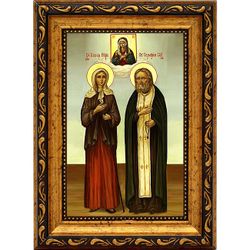 Ксения Петербургская и Серафим Саровский. Икона на холсте.