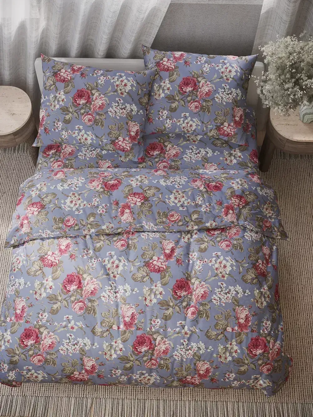 Наволочка комплект 2шт перкаль Сказка "Прохоровская роза" 45х45 см на молнии