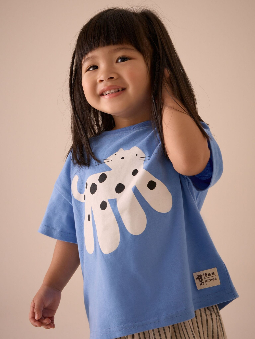 Футболка и брюки в комплекте для девочки Next E51-374, Бежевый, Синий