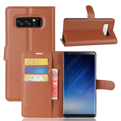Чехол книжка коричневый цвета на Samsung Galaxy Note 8, с отсеком для карт и подставкой от Caseport