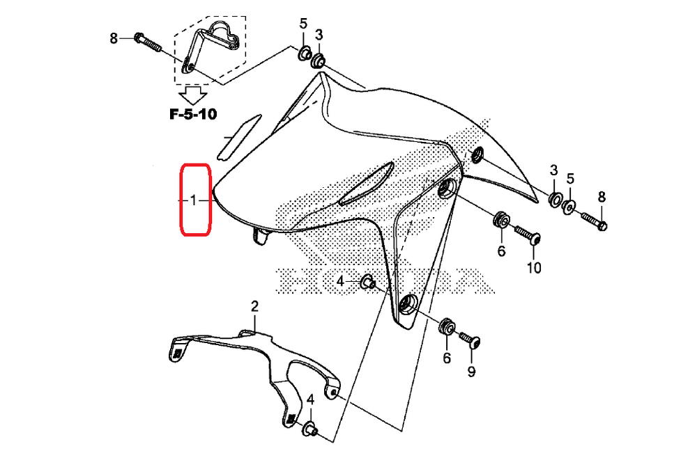 61101-MGZ-J00ZE (61101-MGZ-J01ZE), FENDER, FR. *NHA87P*. Front Fender Honda CB500F, CBR500R, WHITE, 2013-2015