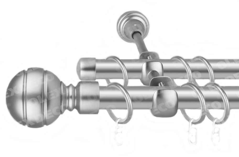 Карниз кованый для штор Верона d19/19 мм двухрядный, цвет хром матовый