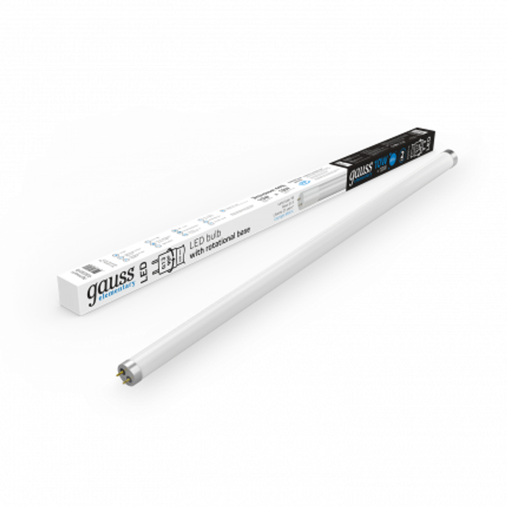 Лампа Gauss Elementary T8 10W 800lm 6500K G13 600mm стекло поворотная LED 1/30