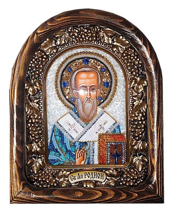 Дивеевская икона святой апостол Родион, печать, бирюза и бисер