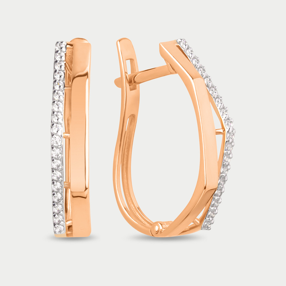 Серьги женские с фианитами из розового золота 585 пробы (арт. 025072-1102)