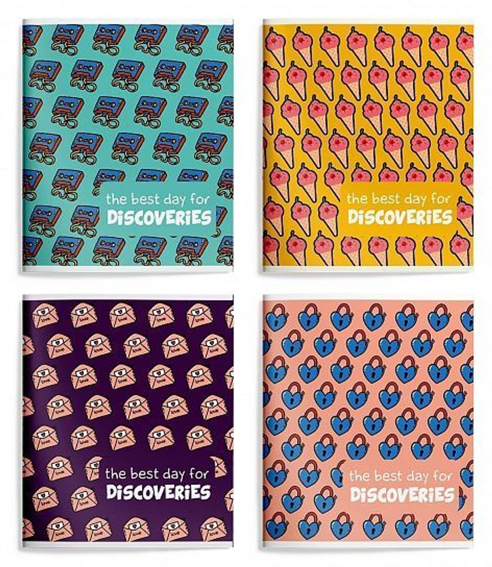 Тетрадь А5+ 48л. линия "Оригинальный паттерн" скреп. офс. мел. карт., спл. УФ-лак (Schoolformat)