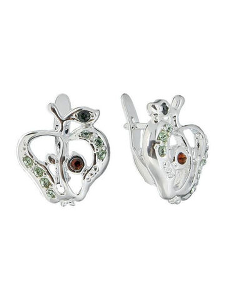 "Гуава" серьги в родиевом покрытии из коллекции "Плод страсти" от Jenavi с английским замком