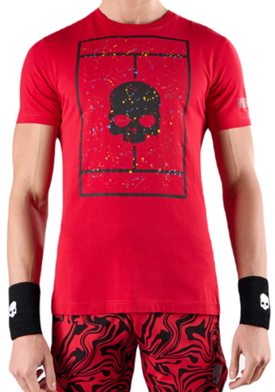 Футболка мужская теннисная Hydrogen Court Cotton T-Shirt - red paint